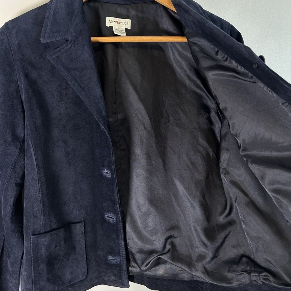 Ann Taylor Navy Suede Blazer Jacket - Picture 3 of 5